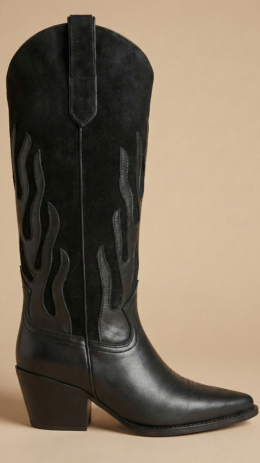 Bota fuego negro piel