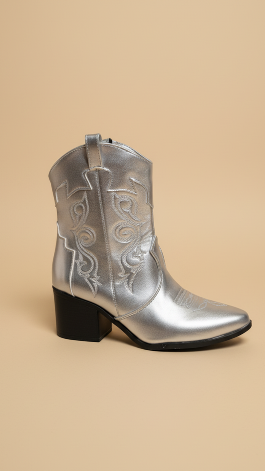 Botin plateado bordado