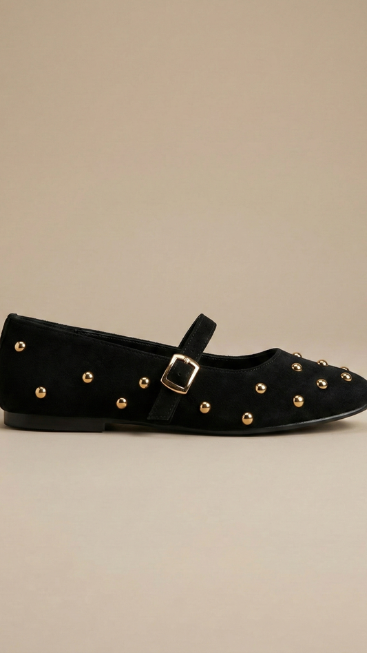 Flat Negro con perlitas