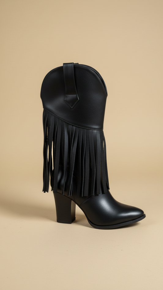 Bota Negra con Flecos